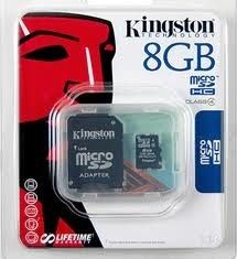 Cartão De Memória Expansível 8GB Micro CardSd Kingston C/ Ad